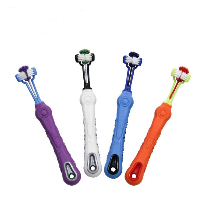 Cepillo Dental Trilateral para Perros – Limpieza Eficaz contra el Sarro y Mal Aliento