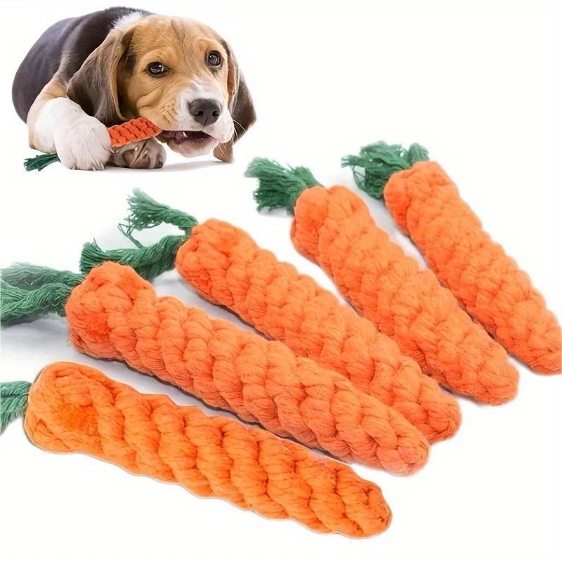 Mordedor de Cuerda con Forma de Zanahoria para Perros – Limpieza Dental y Diversión