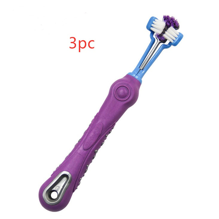 Cepillo Dental Trilateral para Perros – Limpieza Eficaz contra el Sarro y Mal Aliento