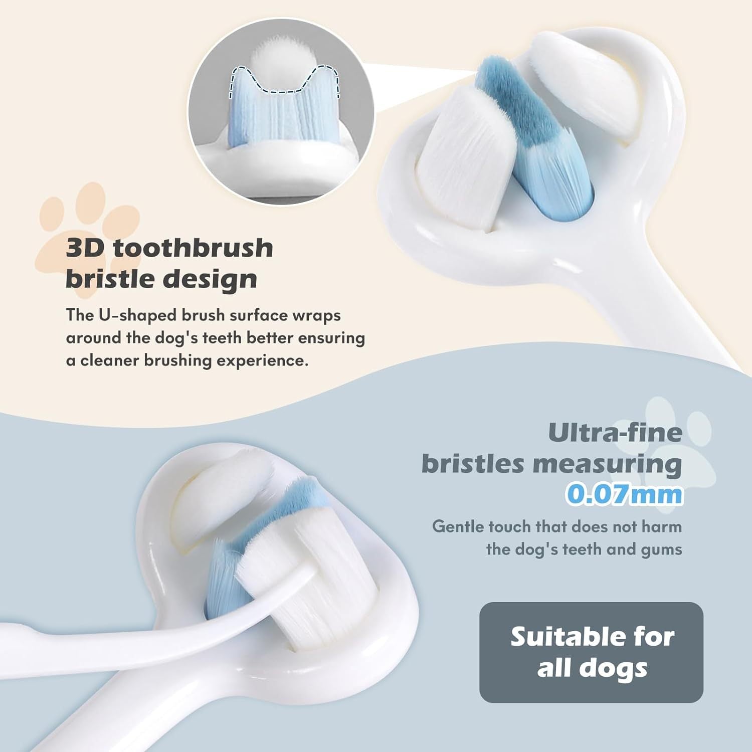 Cepillo de Dientes para Perros de Cerdas Nano Ultrafinas – Limpieza 3 en 1