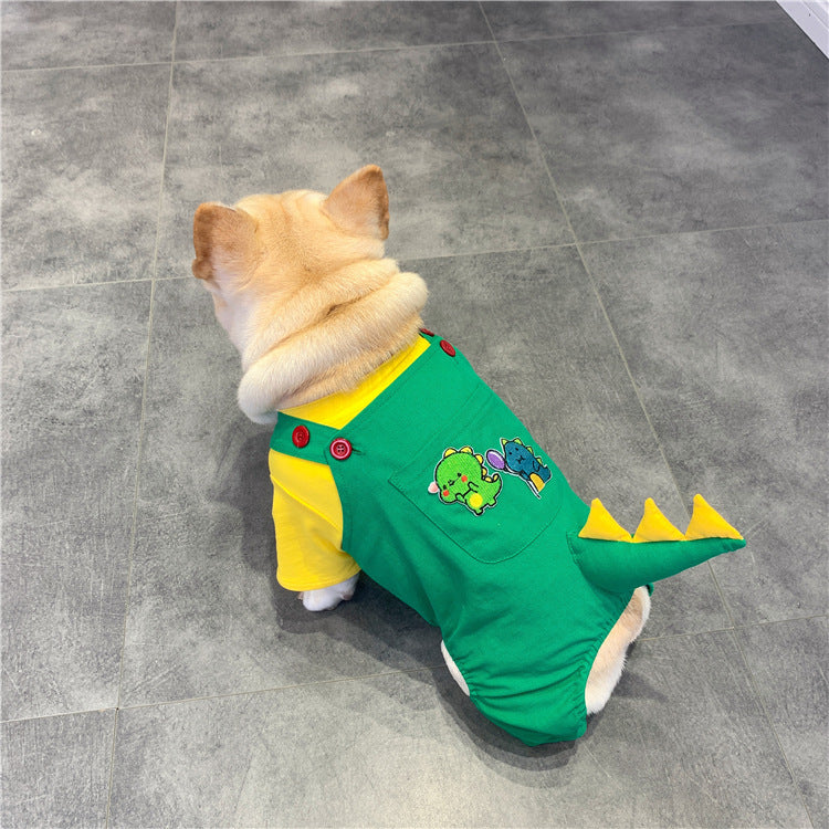 Pantalones con Tirantes para Perros – Diseño de Dinosaurio para Mascotas con Estilo