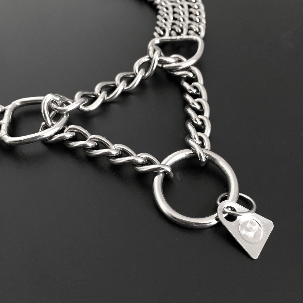 Collar de Cadena de Entrenamiento de Metal de Doble Fila – Resistente y Control Efectivo