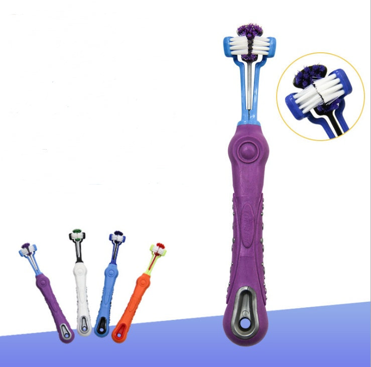 Cepillo Dental Trilateral para Perros – Limpieza Eficaz contra el Sarro y Mal Aliento