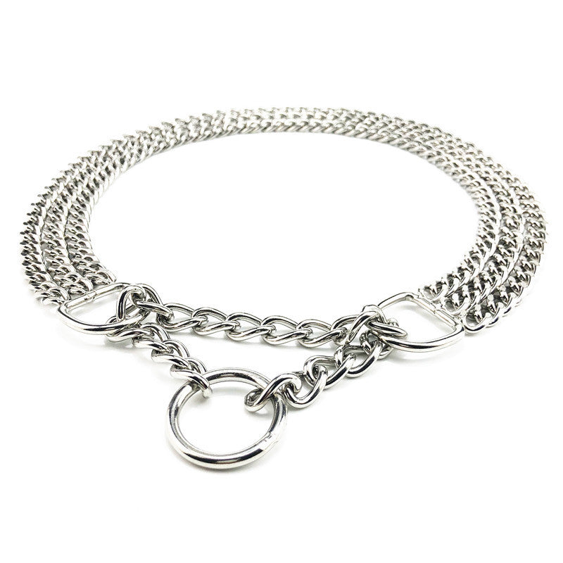 Collar de Cadena de Entrenamiento de Metal de Doble Fila – Resistente y Control Efectivo