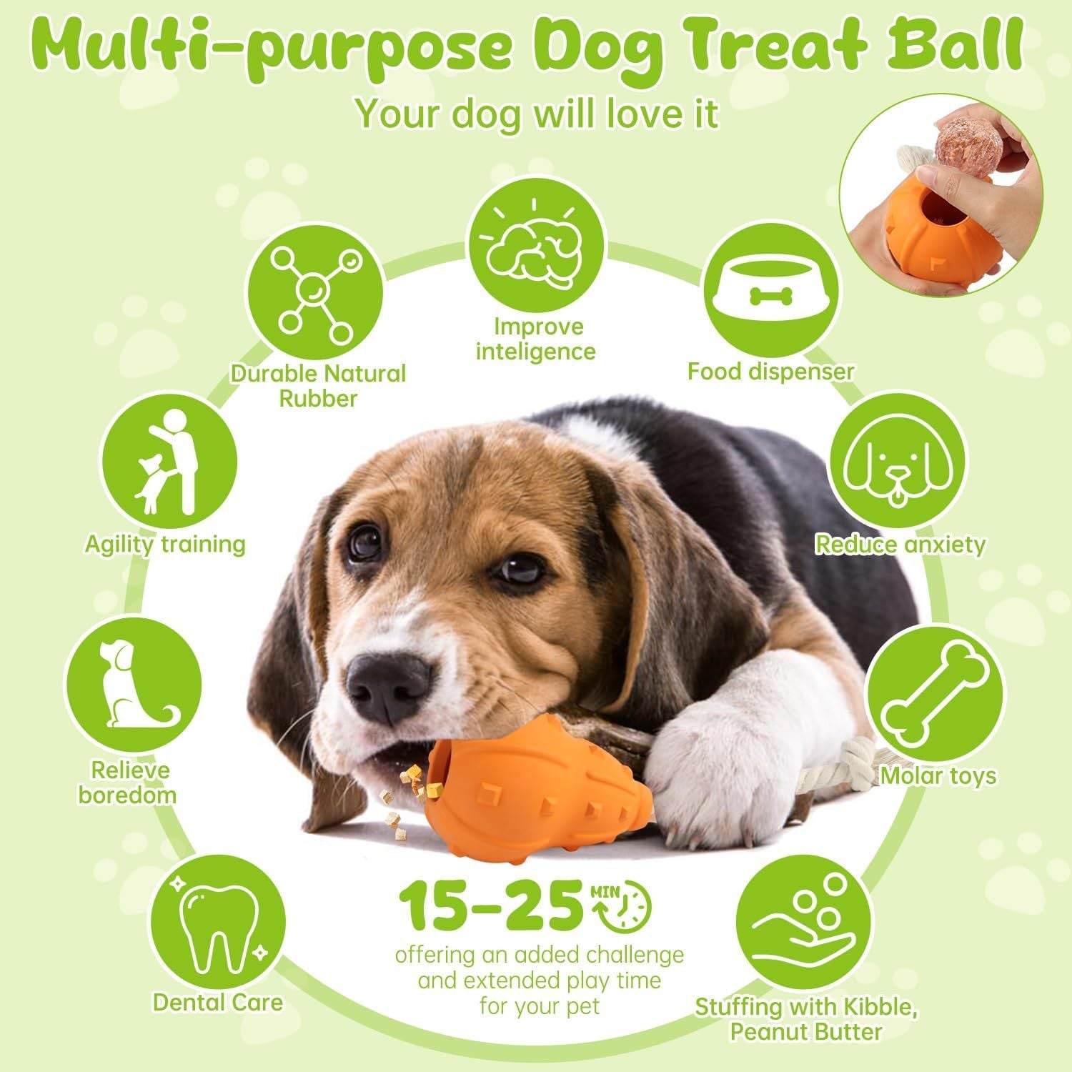 Juguete Rellenable para Perros – Goma Natural, Interactivo y Duradero
