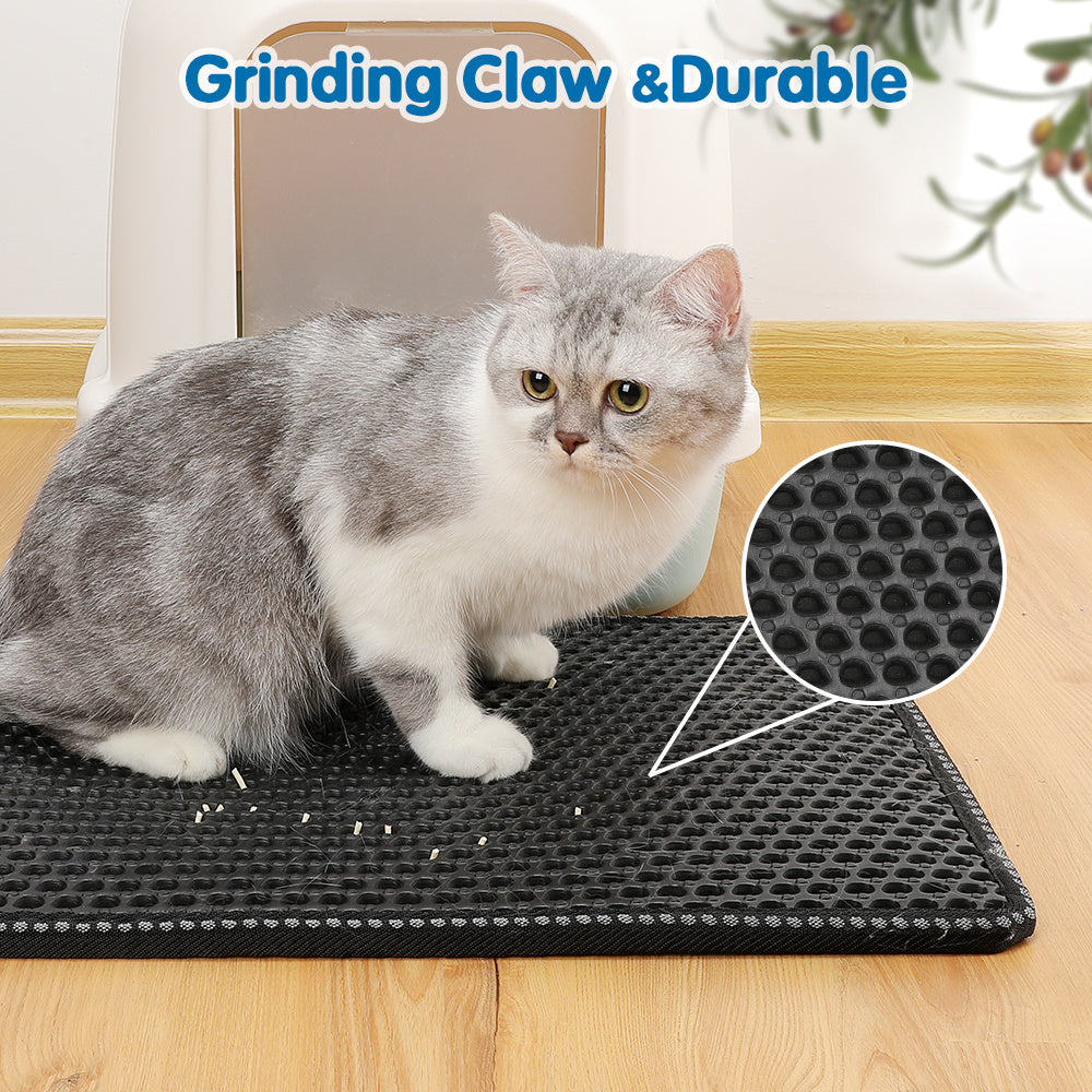 Alfombrilla “Rice Trap” para Arenero – Doble Capa y Control de Arena para Gatos